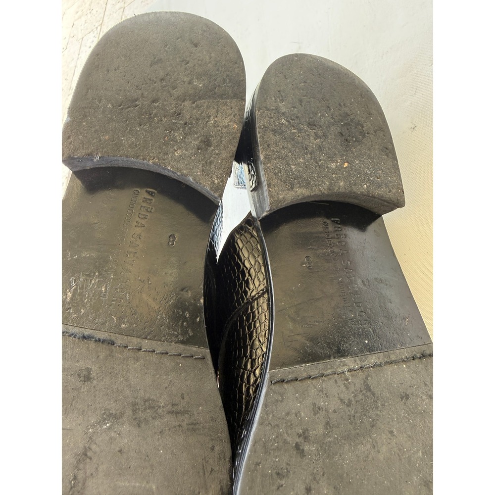 Freda Salvador Black Croc Embossed Leather D'Orsay Oxford Flats Size 8 - Picture 7 of 10